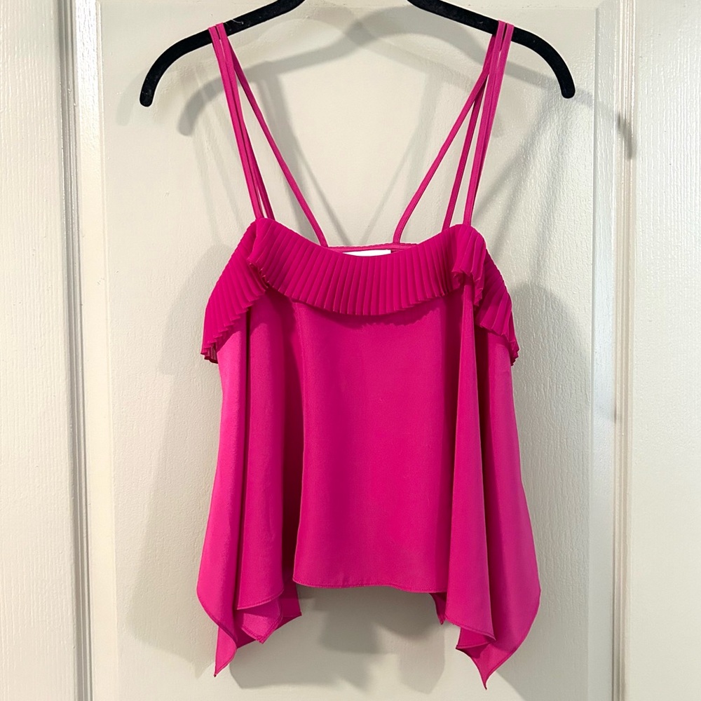 Likely Pleated Tank Top in Fuchsia / Hot Pink